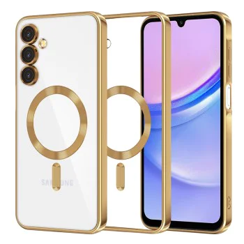 Калъф за Samsung Galaxy A15 4G / A15 5G - Luxury Crystal MagSafe - Златен