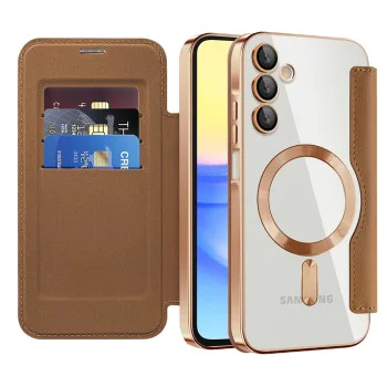 Калъф за Samsung Galaxy A15 4G / A15 5G - SmartMag Book Case - Кафяв