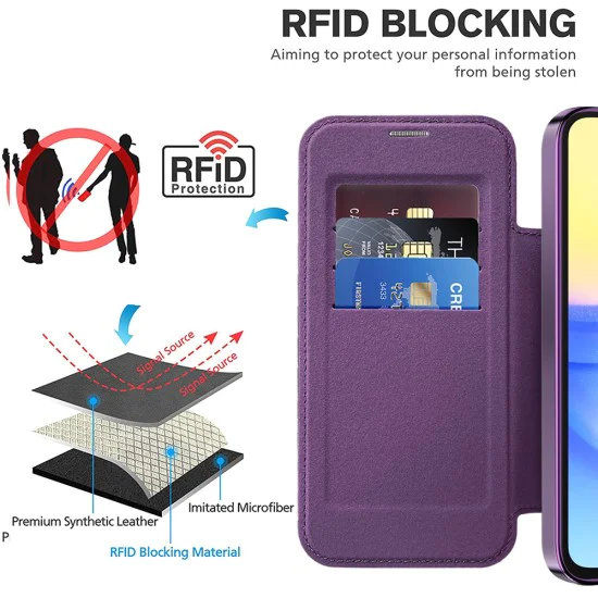 Калъф за Samsung Galaxy A15 4G / A15 5G - SmartMag Book Case - Лилав