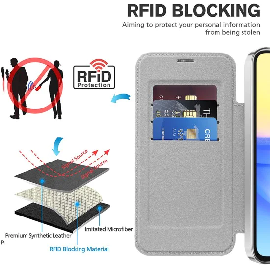 Калъф за Samsung Galaxy A15 4G / A15 5G - SmartMag Book Case - Сив
