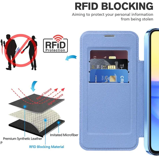 Калъф за Samsung Galaxy A15 4G / A15 5G - SmartMag Book Case - Светло син