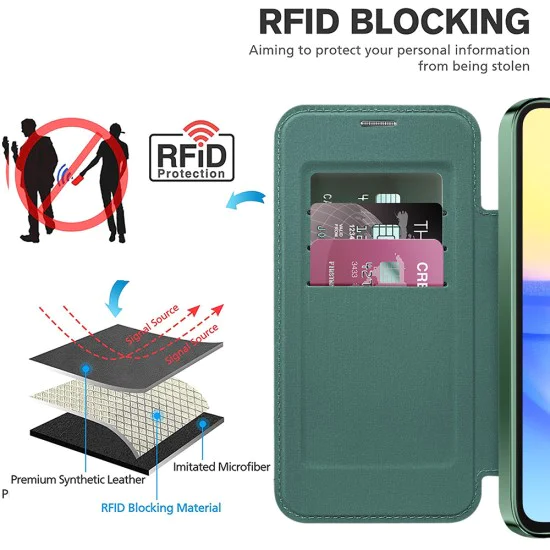 Калъф за Samsung Galaxy A15 4G / A15 5G - SmartMag Book Case - Зелен