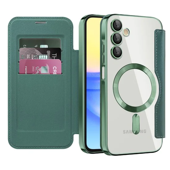 Калъф за Samsung Galaxy A15 4G / A15 5G - SmartMag Book Case - Зелен