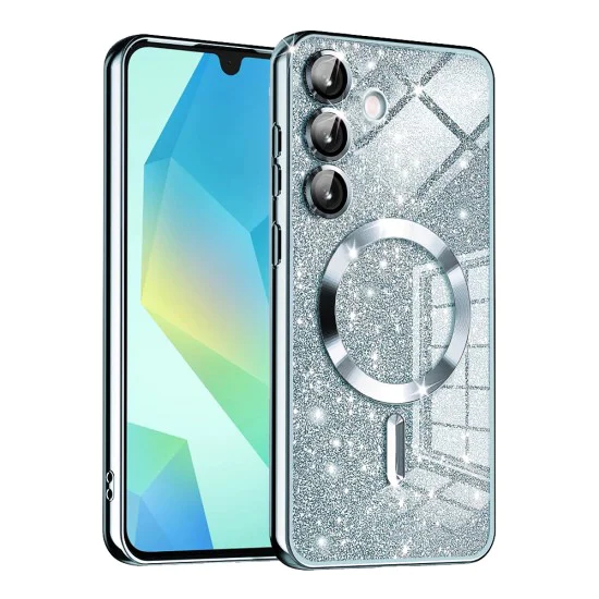 Калъф за Samsung Galaxy A16 4G / A16 5G - Луксозен блясък MagSafe - Светло син