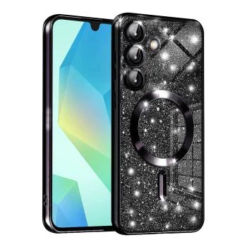 Калъф за Samsung Galaxy A16 4G / A16 5G - Luxury Glitter MagSafe - Черен