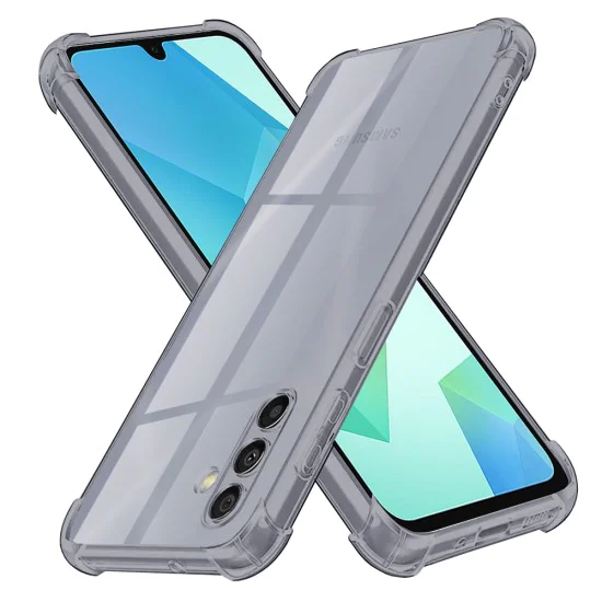 Калъф за Samsung Galaxy A16 4G / A16 5G - Techsuit - Удароустойчив Clear Silicone - Опушено Черен