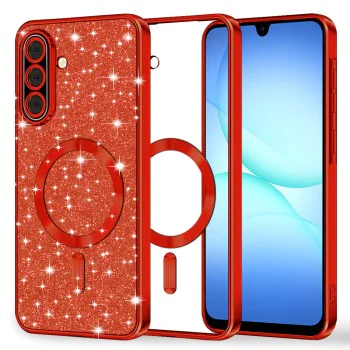 Калъф за Samsung Galaxy A17 5G / A17 4G - Techsuit - Luxury Glitter MagSafe - Червен