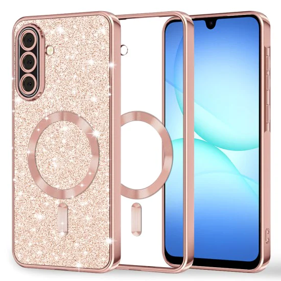 Калъф за Samsung Galaxy A17 5G / A17 4G - Techsuit - Luxury Glitter MagSafe - Розово злато