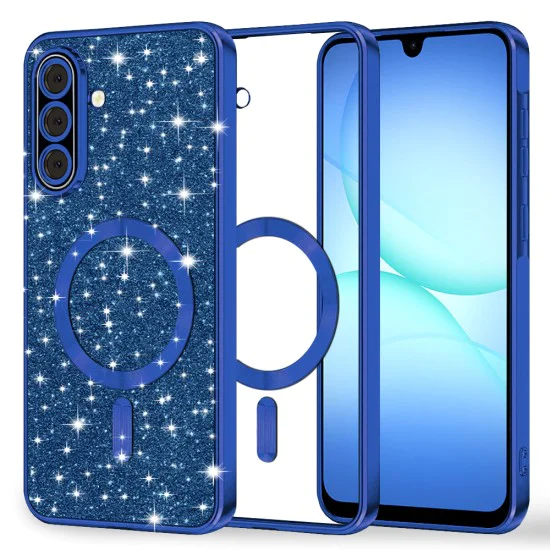 Калъф за Samsung Galaxy A17 5G / A17 4G - Techsuit - Luxury Glitter MagSafe - Тъмно Син