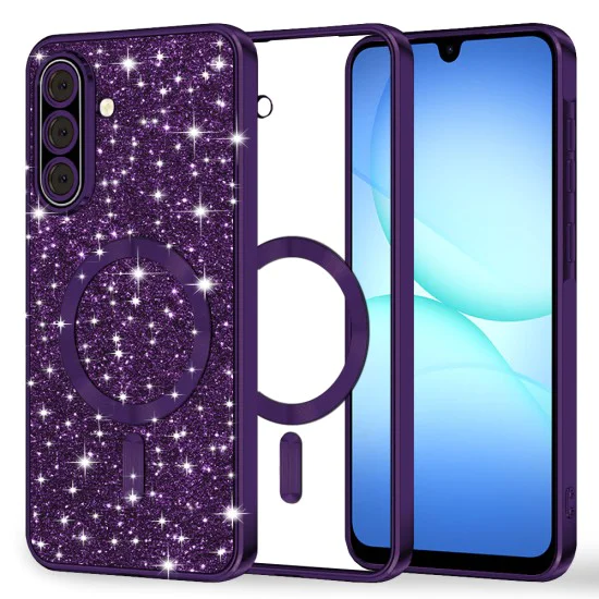 Калъф за Samsung Galaxy A17 5G / A17 4G - Techsuit - Luxury Glitter MagSafe - Тъмно лилав
