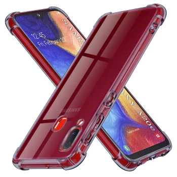 Калъф за Samsung Galaxy A20e - Techsuit - Удароустойчив Clear Silicone - Опушено Черен