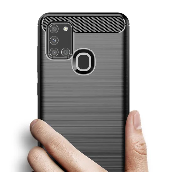 Калъф за Samsung Galaxy A21s - Carbon Silicone - Черен
