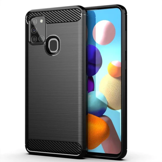 Калъф за Samsung Galaxy A21s - Carbon Silicone - Черен