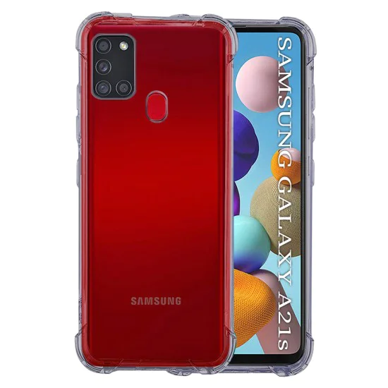 Калъф за Samsung Galaxy A21s - Techsuit - Удароустойчив Clear Silicone - Опушено Черен