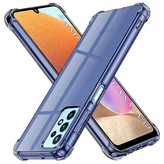 Калъф за Samsung Galaxy A32 4G - Techsuit - Удароустойчив Clear Silicone - Опушено Черен