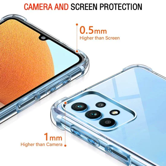 Калъф за Samsung Galaxy A32 4G - Удароустойчив Прозрачен Силиконов - Прозрачен