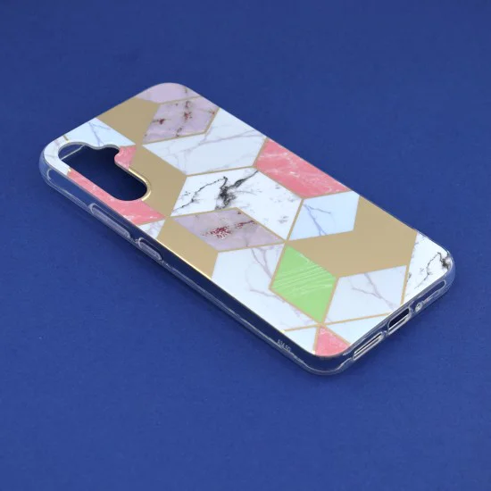 Калъф за Samsung Galaxy A34 5G - серия Marble - лилав шестостен