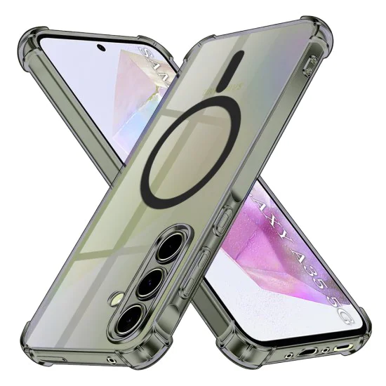 Калъф за Samsung Galaxy A35 5G - Techsuit - Удароустойчив Clear Silicone MagSafe - Черен дим