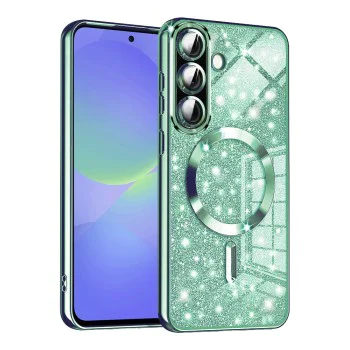 Калъф за Samsung Galaxy A36 5G - Луксозен Glitter MagSafe - Светло зелен