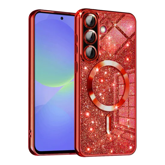 Калъф за Samsung Galaxy A36 5G - Luxury Glitter MagSafe - Червен
