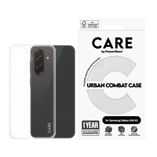 Калъф за Samsung Galaxy A36 5G - PanzerGlass® - CARE Flagship Urban Combat - Прозрачен
