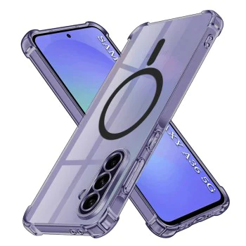 Калъф за Samsung Galaxy A36 5G - Techsuit - Удароустойчив Clear Siliconeов MagSafe - Опушено Черен