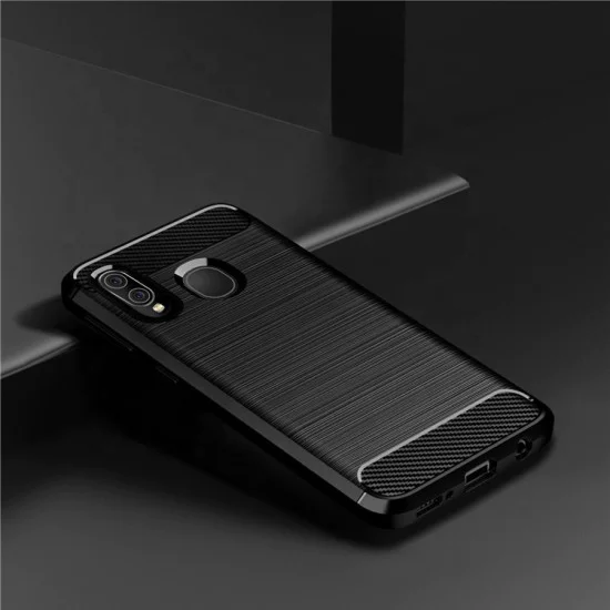Калъф за Samsung Galaxy A40 - Carbon Silicone - Черен