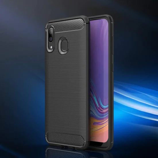 Калъф за Samsung Galaxy A40 - Carbon Silicone - Черен