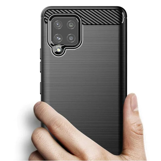 Калъф за Samsung Galaxy A42 5G - Carbon Silicone - Черен