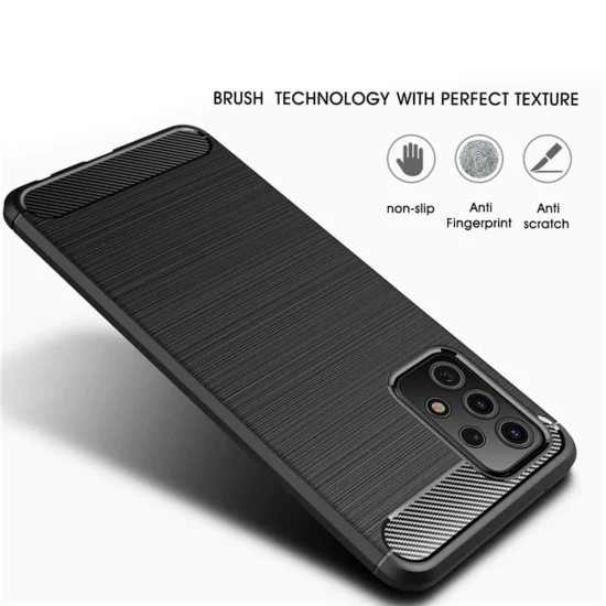 Калъф за Samsung Galaxy A52 4G / A52 5G / A52s 5G - Carbon Silicone - Черен