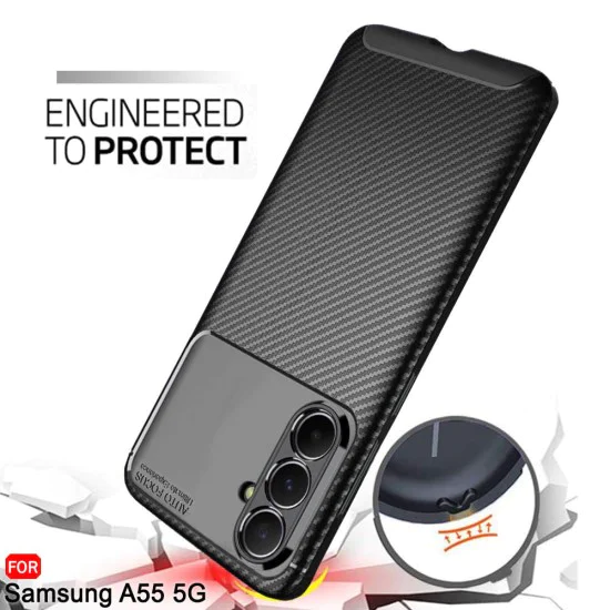 Калъф за Samsung Galaxy A55 5G - CarbonFiber - Черен