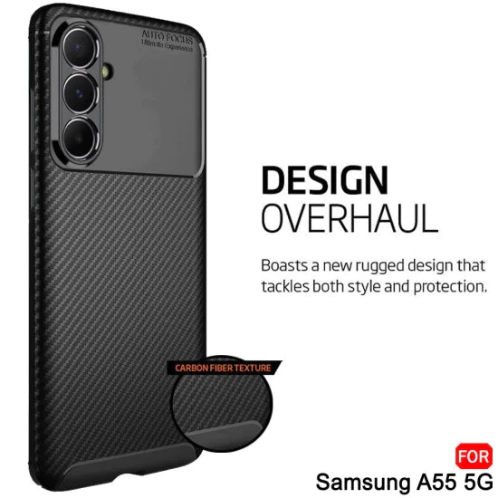 Калъф за Samsung Galaxy A55 5G - CarbonFiber - Черен