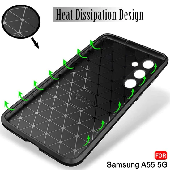 Калъф за Samsung Galaxy A55 5G - CarbonFiber - Черен