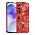 Калъф за Samsung Galaxy A55 5G - Луксозен Glitter MagSafe - Червен