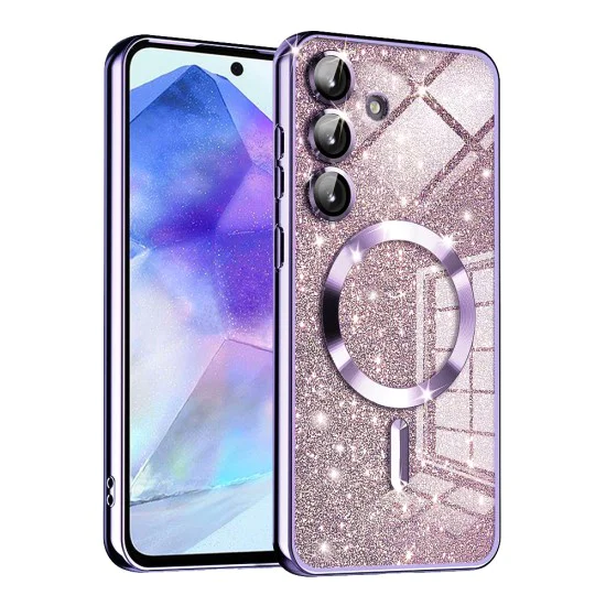 Калъф за Samsung Galaxy A55 5G - Луксозен Glitter MagSafe - Светло лилав