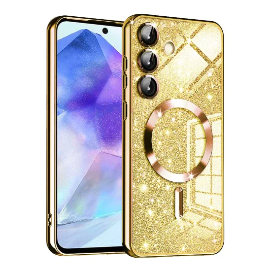Калъф за Samsung Galaxy A55 5G - Луксозен Glitter MagSafe - Златен