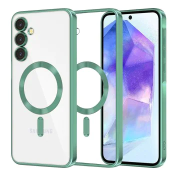 Калъф за Samsung Galaxy A55 5G - Luxury Crystal MagSafe - Светло зелен