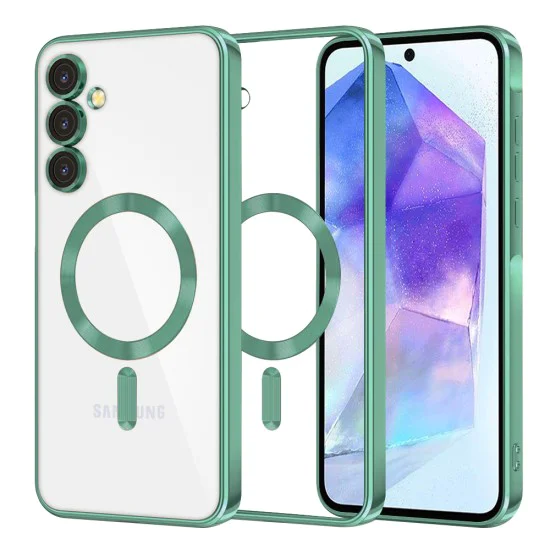 Калъф за Samsung Galaxy A55 5G - Luxury Crystal MagSafe - Светло зелен