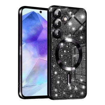 Калъф за Samsung Galaxy A55 5G - Luxury Glitter MagSafe - Черен