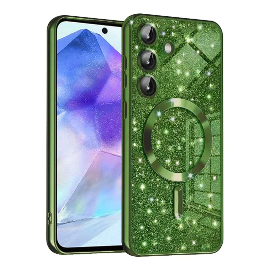 Калъф за Samsung Galaxy A55 5G - Luxury Glitter MagSafe - Deep Green
