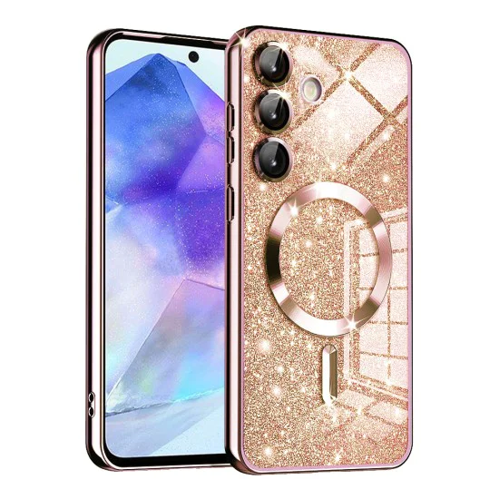 Калъф за Samsung Galaxy A55 5G - Luxury Glitter MagSafe - Rose Gold