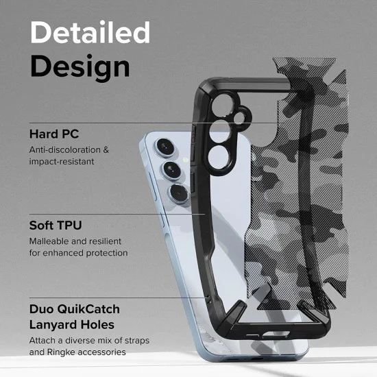 Калъф за Samsung Galaxy A55 5G - Ringke - Fusion X Design - Камуфлаж - Черен