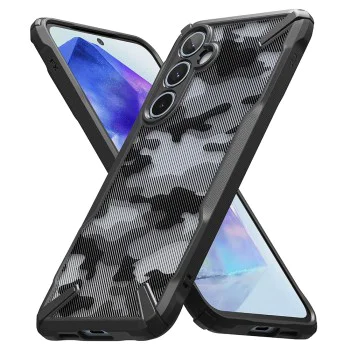 Калъф за Samsung Galaxy A55 5G - Ringke - Fusion X Design - Камуфлаж - Черен