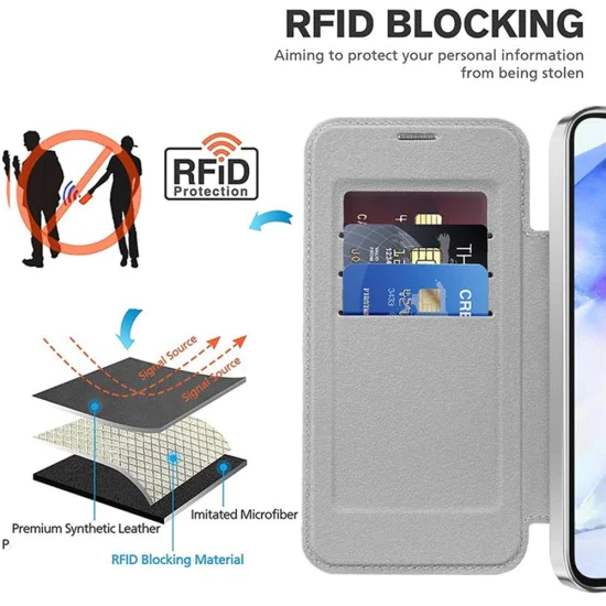 Калъф за Samsung Galaxy A55 5G - SmartMag Book Case - Сив
