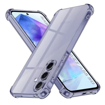 Калъф за Samsung Galaxy A55 5G - Techsuit - Удароустойчив Clear Silicone - Опушено Черен