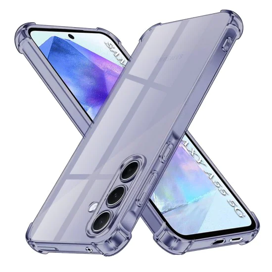 Калъф за Samsung Galaxy A55 5G - Techsuit - Удароустойчив Clear Silicone - Опушено Черен
