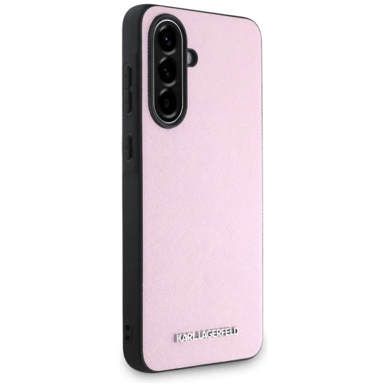 Калъф за Samsung Galaxy A56 5G - Karl Lagerfeld - Saffiano (KLHCSA56PSAFWMCP) - Розово метално лого