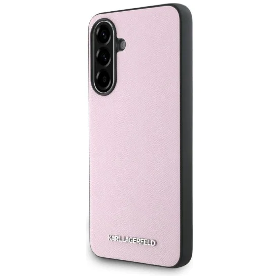 Калъф за Samsung Galaxy A56 5G - Karl Lagerfeld - Saffiano (KLHCSA56PSAFWMCP) - Розово метално лого