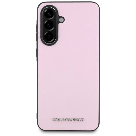 Калъф за Samsung Galaxy A56 5G - Karl Lagerfeld - Saffiano (KLHCSA56PSAFWMCP) - Розово метално лого