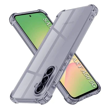 Калъф за Samsung Galaxy A56 5G - Techsuit - Удароустойчив Clear Silicone - Опушено Черен